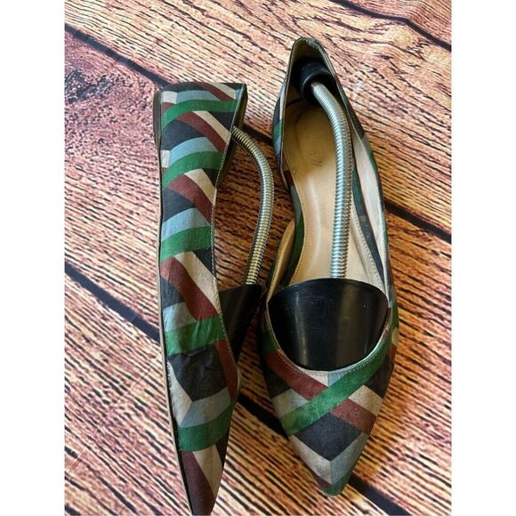 J Crew Audrey Flats Ratti Graphic Diamond‎ Print Green Brown - Picture 7 of 15